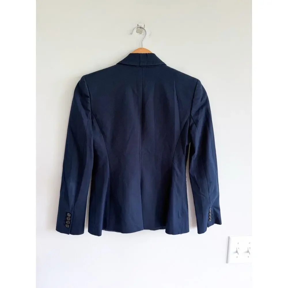 J. Crew Single Breasted Stretch Cotton Blazer Navy Blue 0P